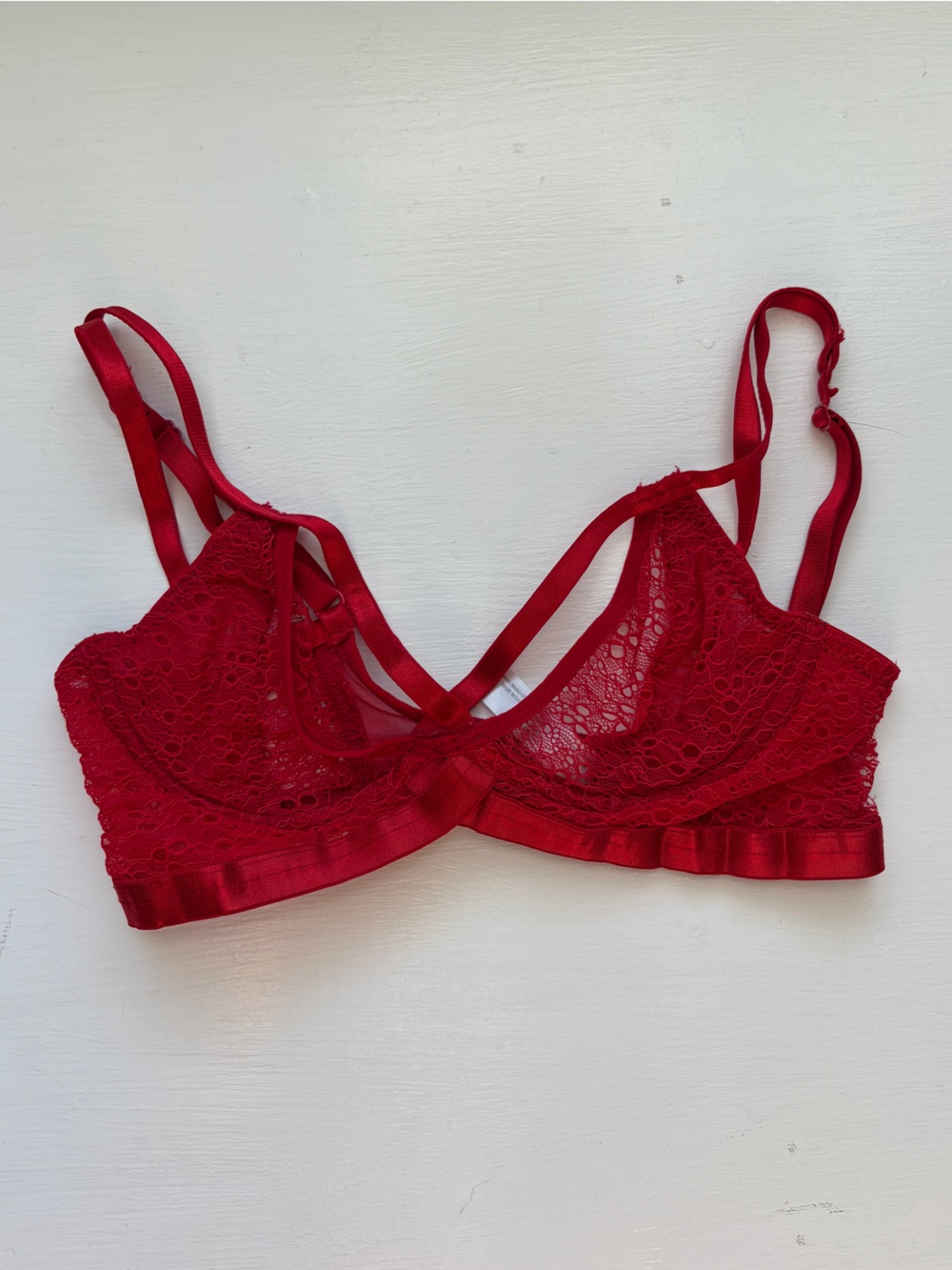 Fashion Nova Red Lace Bralette with Strappy Detail